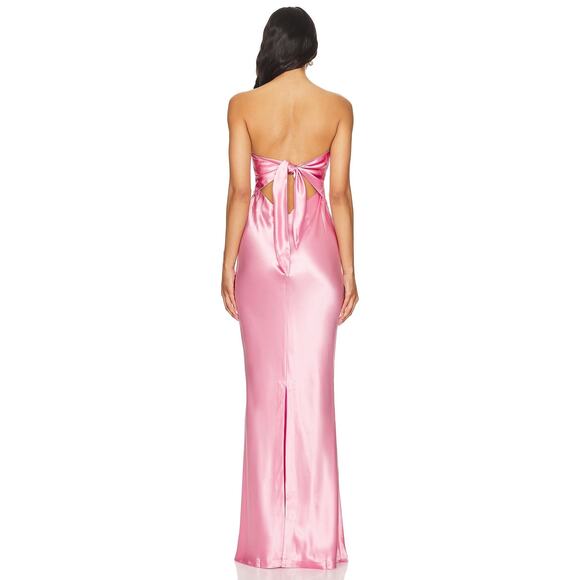 Retrofete Skye Maxi Dress Strapless Satin Party Formal Guest Prom Fondant Pink M - Picture 3 of 14
